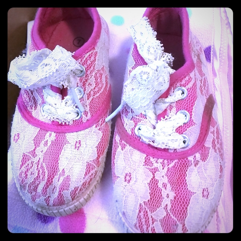 Pink and white Lacey sneakers